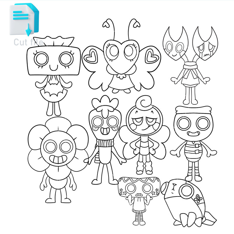 Bundle Vector Character Dandy World SVG PNG INk SproutRazzle DazzlePebbleGlistenFinnCosmoFlutterRod 1