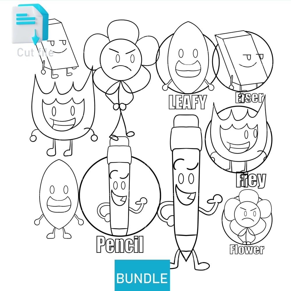 Editable Bundle Vector CharactersFlower From Battle For Dream Island StickerFirey SVG PNG INkCut Fi 1