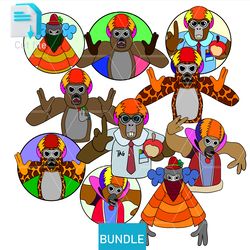 editable bundle vector characters,gorilla tag svg, gorilla tag png, gorilla tag ink,cut file.coloring pages png,ink