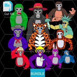 editable bundle vector characters,gorilla tag svg, gorilla tag png, gorilla, ink,cut file.coloring pages gorilla.