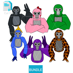 editable bundle vector characters,gorilla tag svg, gorilla tag png, gorilla, ink,cut file.coloring pages gorilla..