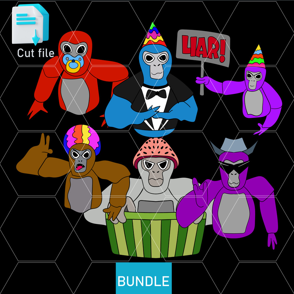 Editable Bundle Gorilla Tag Vector CharactersGorilla Tag SVG Gorilla Tag PNG Gorilla INkCut FileCol 0