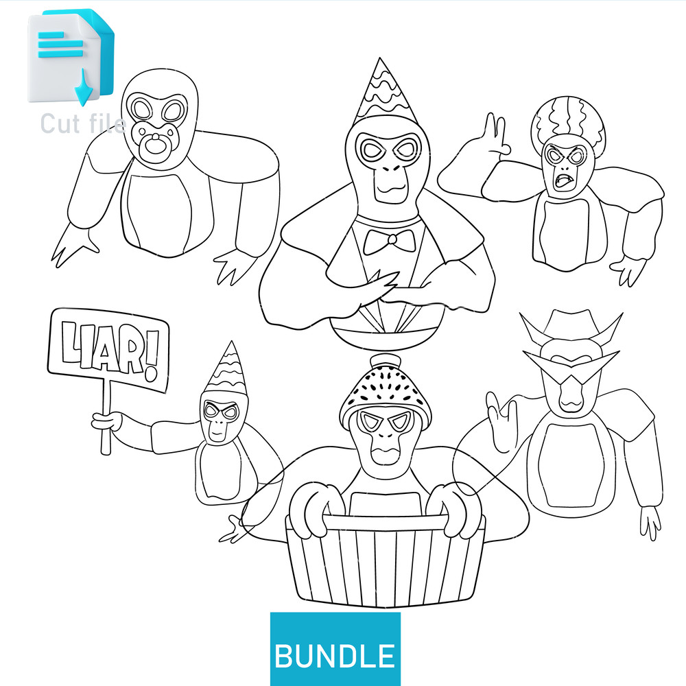 Editable Bundle Gorilla Tag Vector CharactersGorilla Tag SVG Gorilla Tag PNG Gorilla INkCut FileCol 1