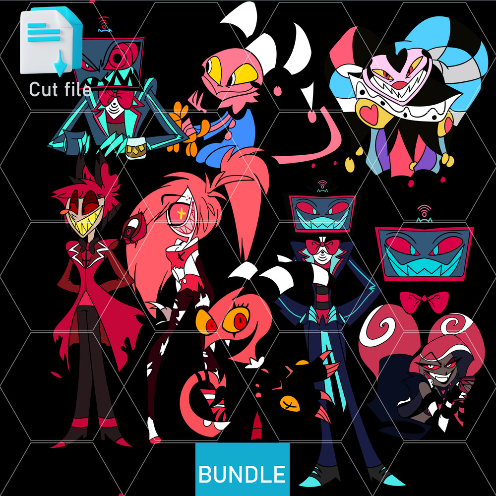 Editable Bundle Hazbin Hotel Blitzo Coloring Pages PngInkAngel Dust BlitzoLoona SVG PNGINkCut FileC 0