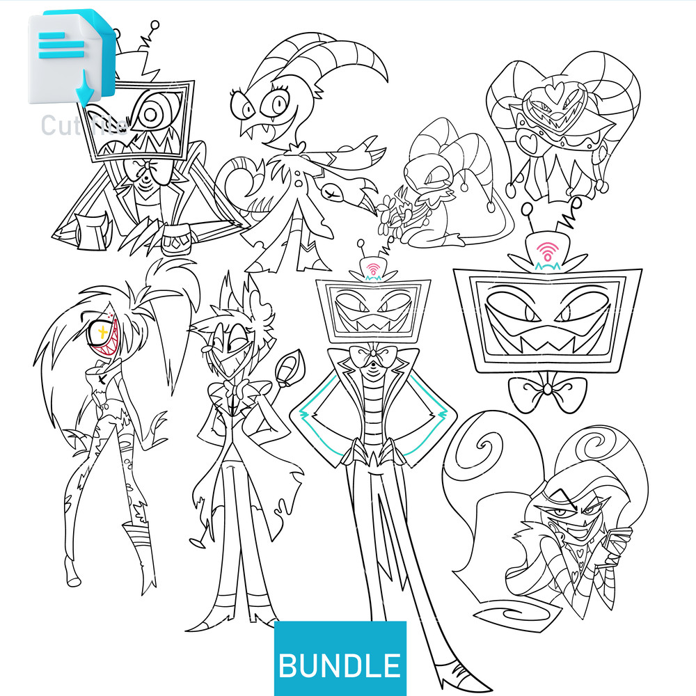 Editable Bundle Hazbin Hotel Blitzo Coloring Pages PngInkAngel Dust BlitzoLoona SVG PNGINkCut FileC 1