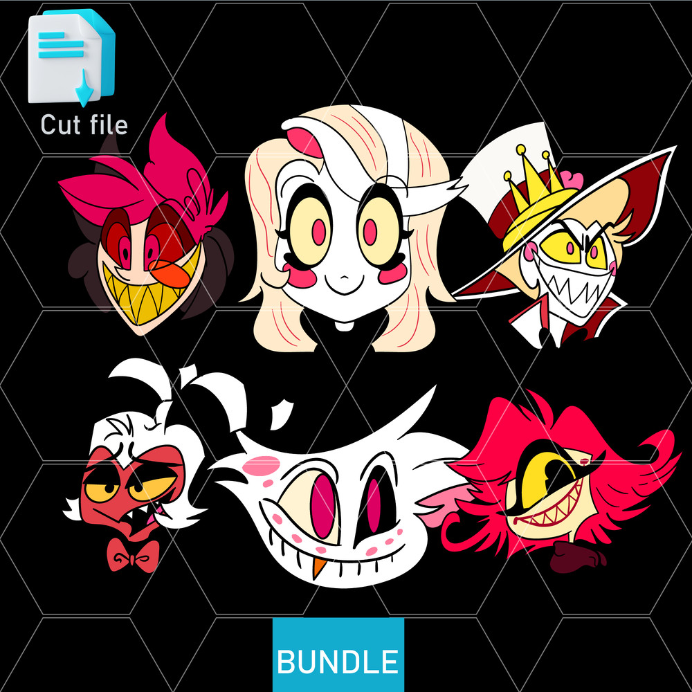 Editable Bundle Head Angel Dust Hazbin Hotel Head Alastor Sticker Loona  Lucifer SVG PNGINkCut File 0