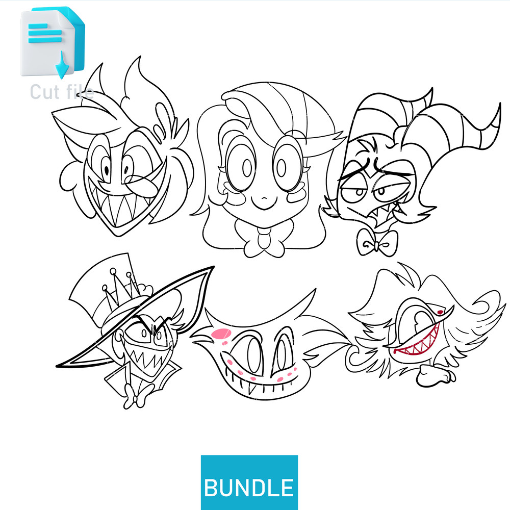 Editable Bundle Head Angel Dust Hazbin Hotel Head Alastor Sticker Loona  Lucifer SVG PNGINkCut File 1