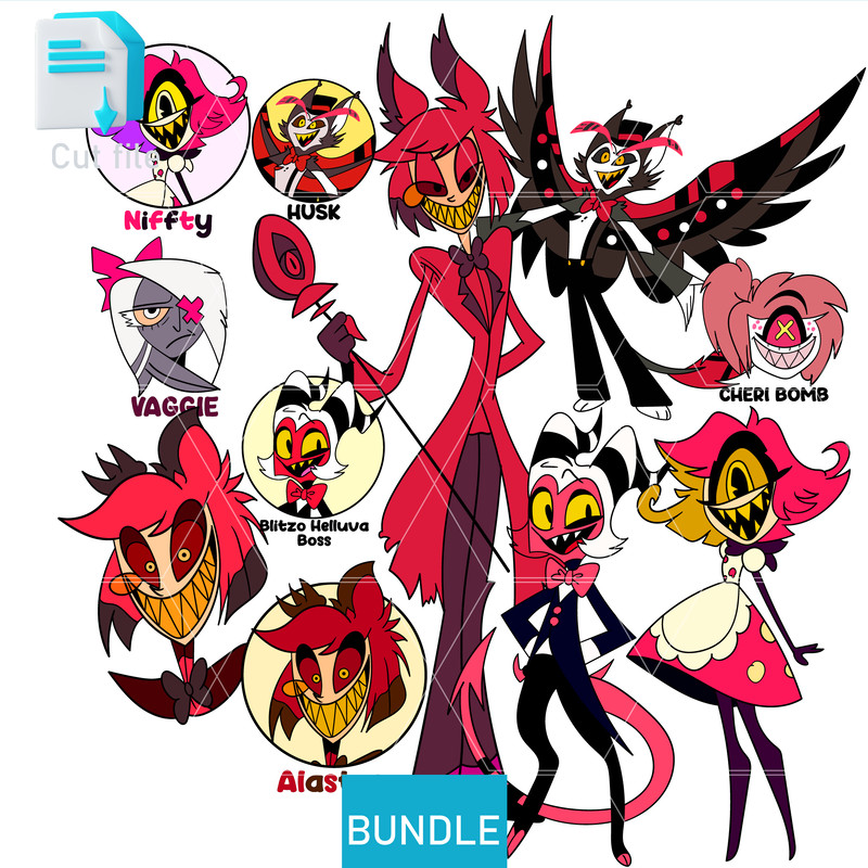 Editable Bundle Niffty Hazbin Hotel SVG Alastor Hazbin Hotel StickerVaggieBlitzo SVG PNGINkCut File 0