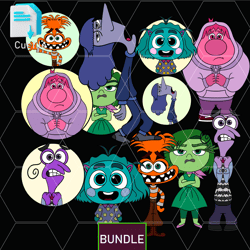 editable bundle inside out 2 anxiety svg, disgust,embarrassment,ennui,envy,anxiety svg, png,ink,cut file.coloring page