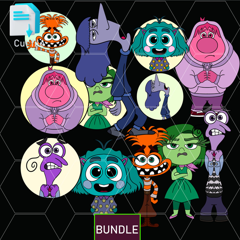 Editable Bundle Inside Out 2 Anxiety SVG DisgustEmbarrassmentEnnuiEnvyAnxiety SVG PNGINkCut FileCol 0