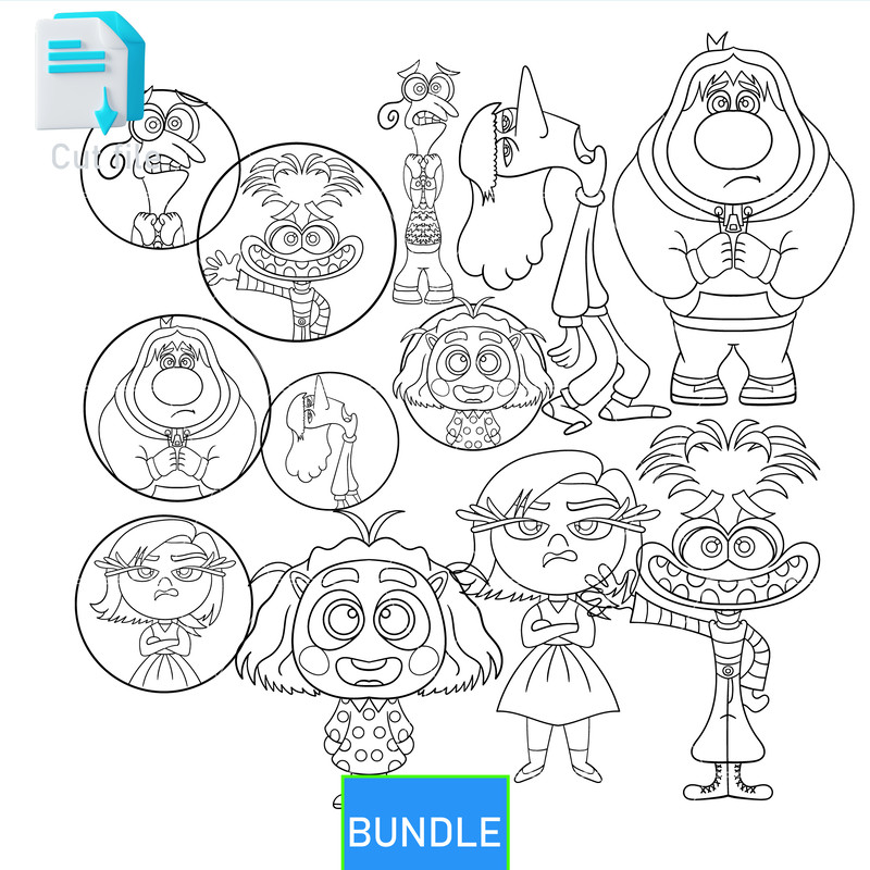 Editable Bundle Inside Out 2 Anxiety SVG DisgustEmbarrassmentEnnuiEnvyAnxiety SVG PNGINkCut FileCol 1