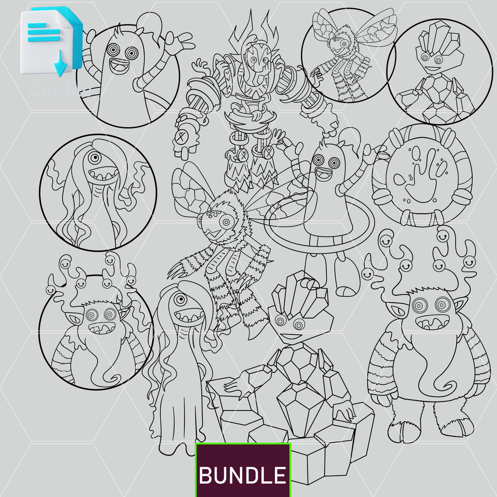 Editable Bundle Life Formula Epic MonculusHoolaHumbugJeeodeWhispYool SVGInkCut FileColoring Pages 1