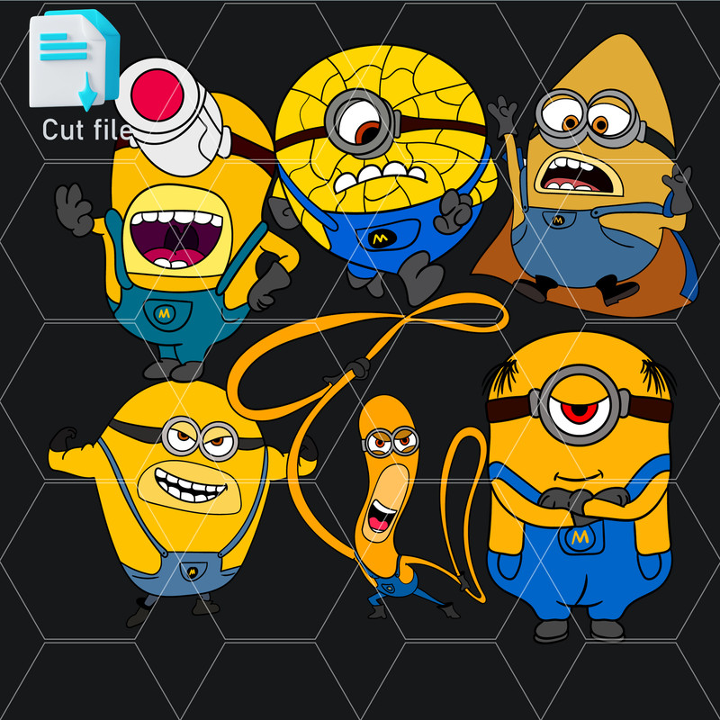 Editable Bundle Mega Minion Gus SVGMinion Jerry PNGTim Despicable Me 4MelStuart SVGInkCut FileColor 0