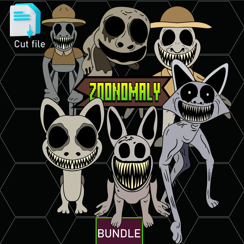 Editable Bundle Zoonomaly Eyes Opened Rabbit MonsterFriendly CowMonster Smile Cat Coloring Pages S 0