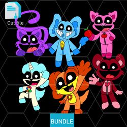 editable bundle smilling critters humanized bobby bearhug,bubba bubbaphant, dogday, svg,ink,png cut file.coloring pages,