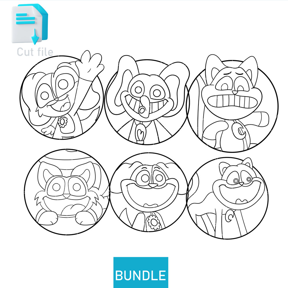 Editable Bundle Smilling Critters Stickers CraftyCorn Poppy Sticker Humanized BobbySVGInkPng Cut Fi 1