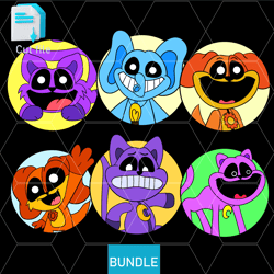 editable bundle smilling critters stickers craftycorn poppy sticker, humanized bobbysvg,ink,png cut file.coloring pages,
