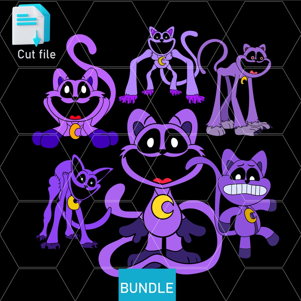 Editable Bundle Smilling Critters Nightmare Catnap From Poppy Playtime SVGInkPng Cut FileColoring P 0