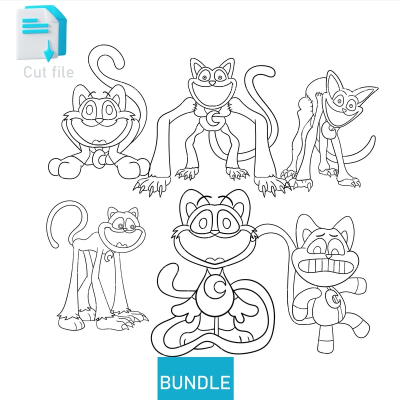 Editable Bundle Smilling Critters Nightmare Catnap From Poppy Playtime SVGInkPng Cut FileColoring P 1