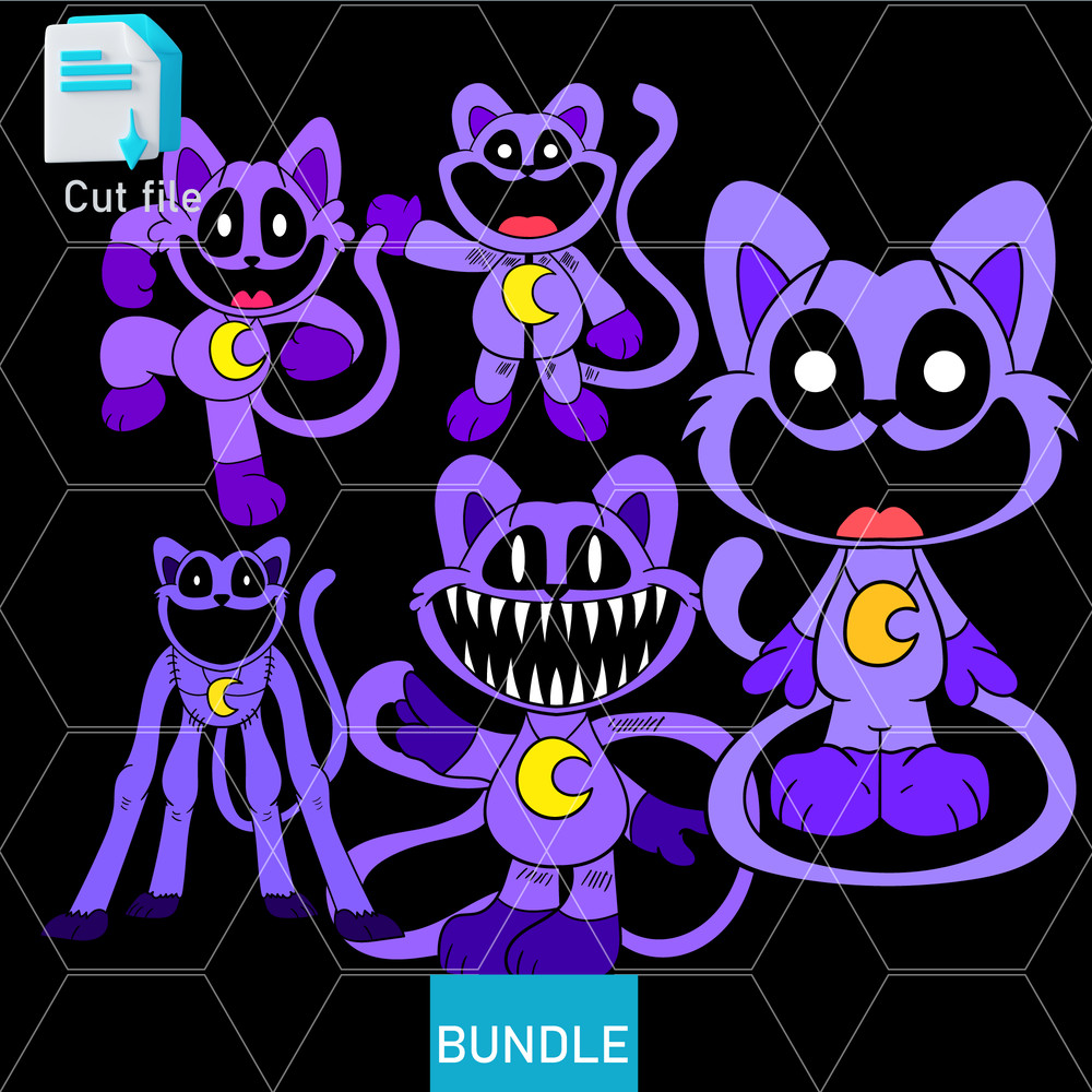Editable Bundle Smilling Critters Nightmare Catnap SVGCatNap Monster SVGInkPng Cut FileColoring Pag 0