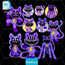 editable bundle smilling critters nightmare catnap svg,catnap monster svg,ink,png cut file.coloring pages
