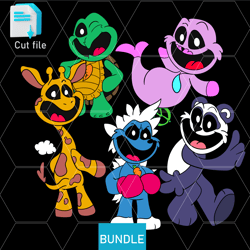 editable bundle fanmade smiling critters, funmade sealmeal, icy, turtlepie, raffie svg,ink,png cut file.coloring pages