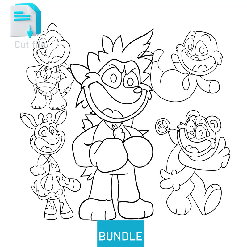 Editable Bundle Fanmade Smiling Critters FunMade Sealmeal Icy TurtlePie Raffie SVGInkPng Cut FileCo 1