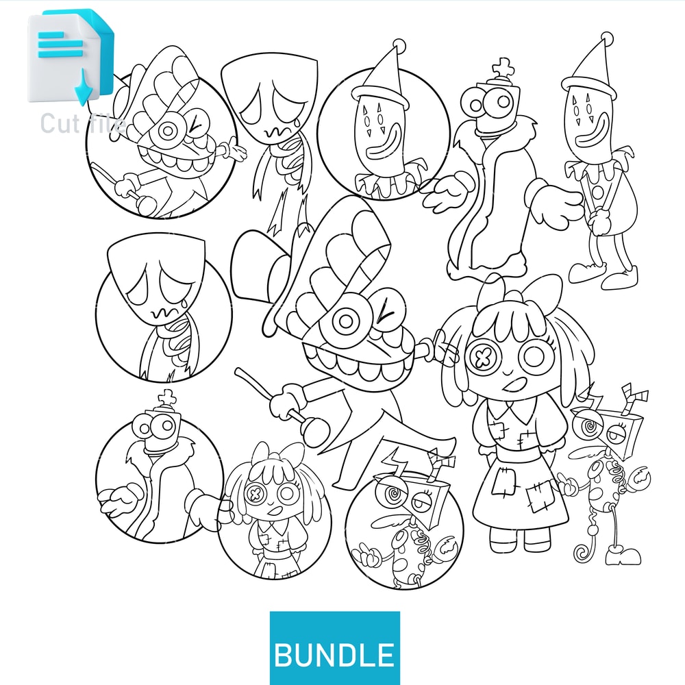 Editable Bundle Amazing Digital Circus Candy Princess Jax GhostOrbsman Staff Jax SVGInkPng Cut File 1