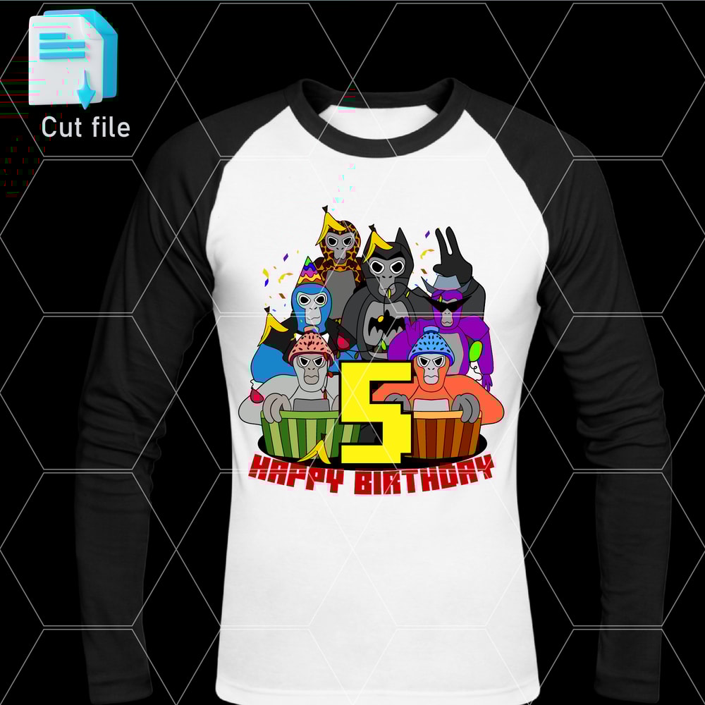 Editable Bundle Gorilla Tag TShirt SVG 5th Birthday Gift Gorilla Tag PNG Retro SVGInkPng Cut FileC 1