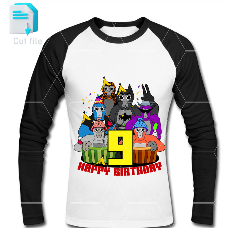 Editable Bundle Gorilla Tag TShirt SVG 9th Birthday Gift Gorilla Tag PNG Retro SVGInkPng Cut FileCo 1