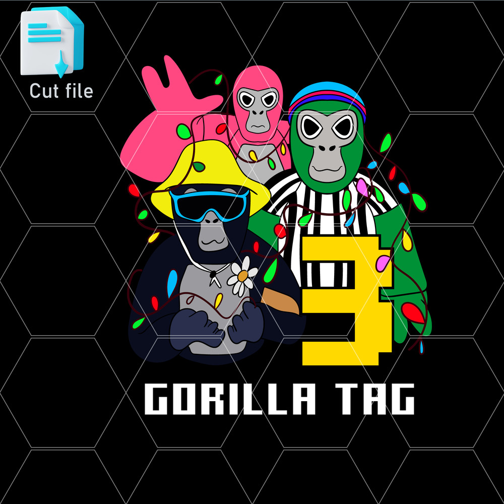 Editable Bundle Gorilla Tag TShirt SVG Happy 3th BithdaySVGInkPng Cut FileColoring Pages 0
