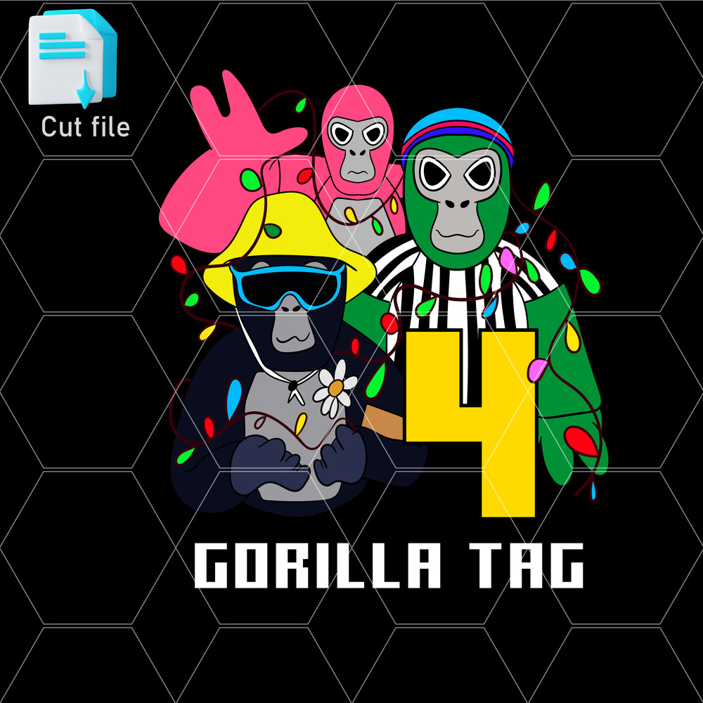Editable Bundle Gorilla Tag TShirt SVG Happy 4th BithdaySVGInkPng Cut FileColoring Pages 0