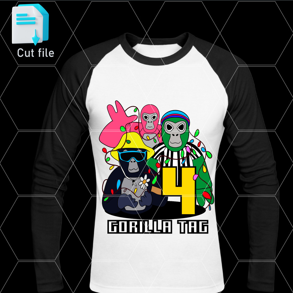 Editable Bundle Gorilla Tag TShirt SVG Happy 4th BithdaySVGInkPng Cut FileColoring Pages 1
