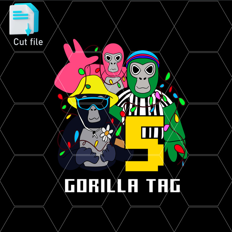 Editable Bundle Gorilla Tag TShirt SVG Happy 5th BithdaySVGInkPng Cut FileColoring Pages 0