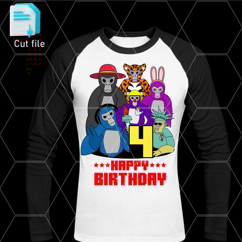 Editable Bundle Gorilla Tag TShirt SVG Printable TShirt For 4th Birthday Gift Happy BithdaySVGInkPn 1