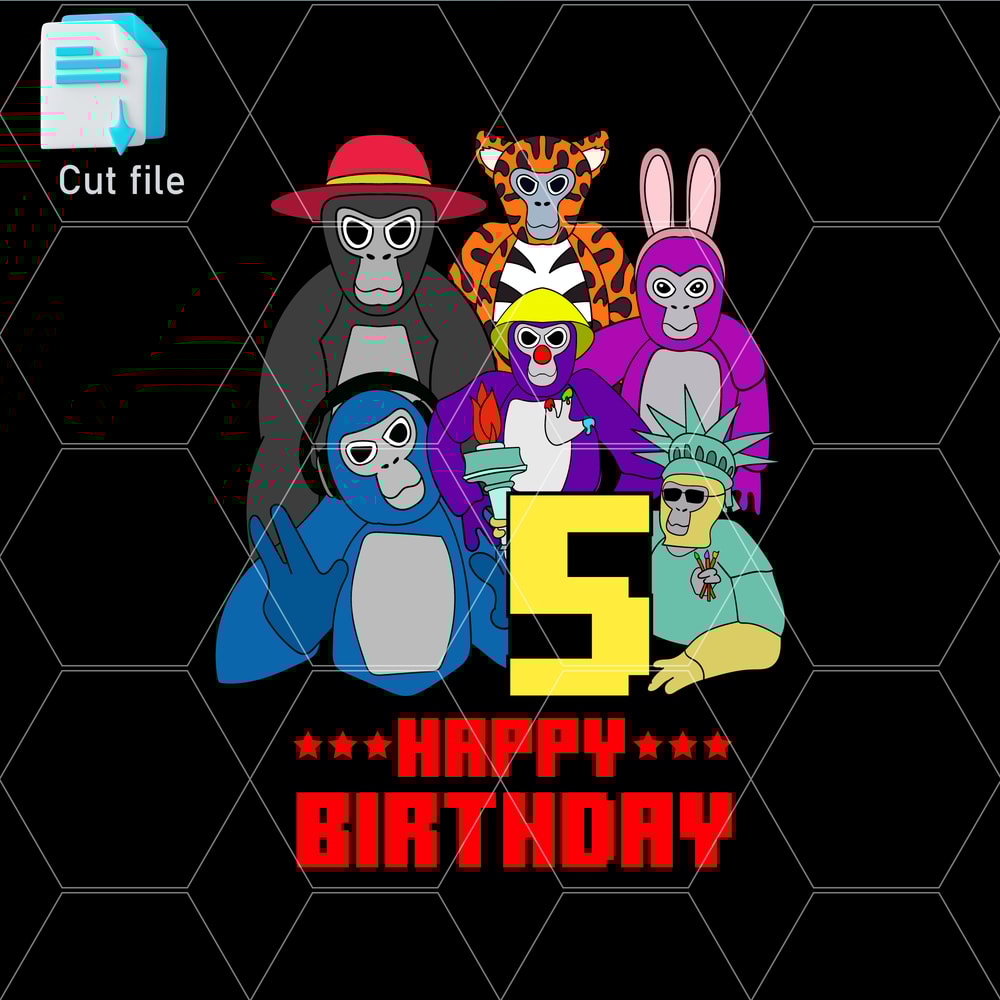 Editable Bundle Gorilla Tag TShirt SVG Printable TShirt For 5th Birthday Gift Happy BithdaySVGInkPn 0