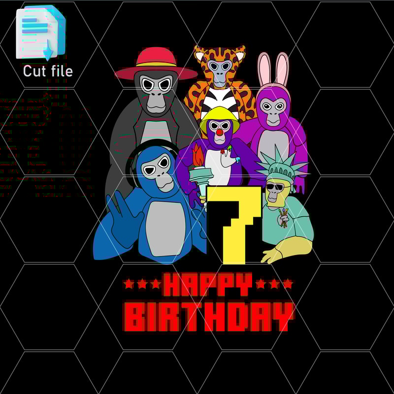 Editable Bundle Gorilla Tag TShirt SVG Printable TShirt For 7th Birthday Gift Happy BithdaySVGInkPn 0