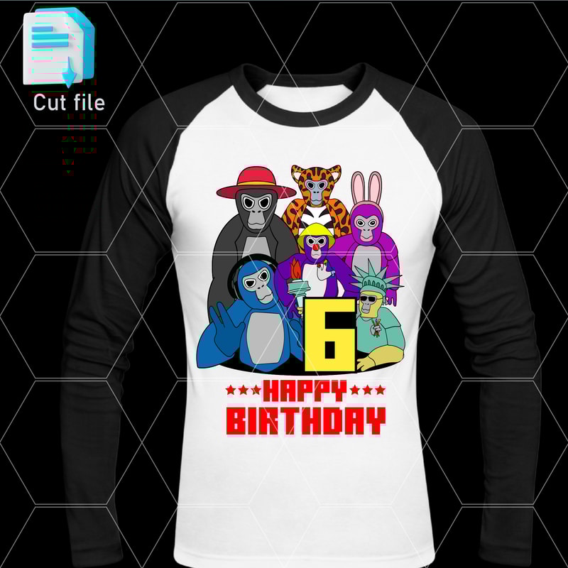 Editable Bundle Gorilla Tag TShirt SVG Printable TShirt For 6th Birthday Gift Happy BithdaySVGInkPn 1