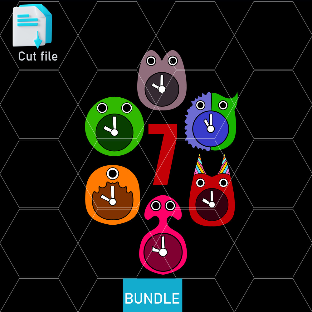 Editable Bundle SVGInkPng Banban ClockBitterGiggle ClockJumbo Josh ClockSherrif ClockStinger 7th Bi 0