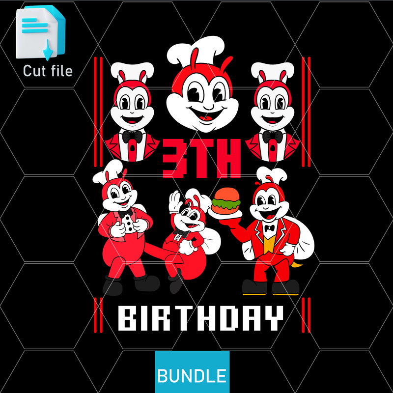 Editable Bundle SVGInkPngCut FileJollibee SVG Jollibee Sticker Jollibee PNG Jollibee TShirt3th Birt 0