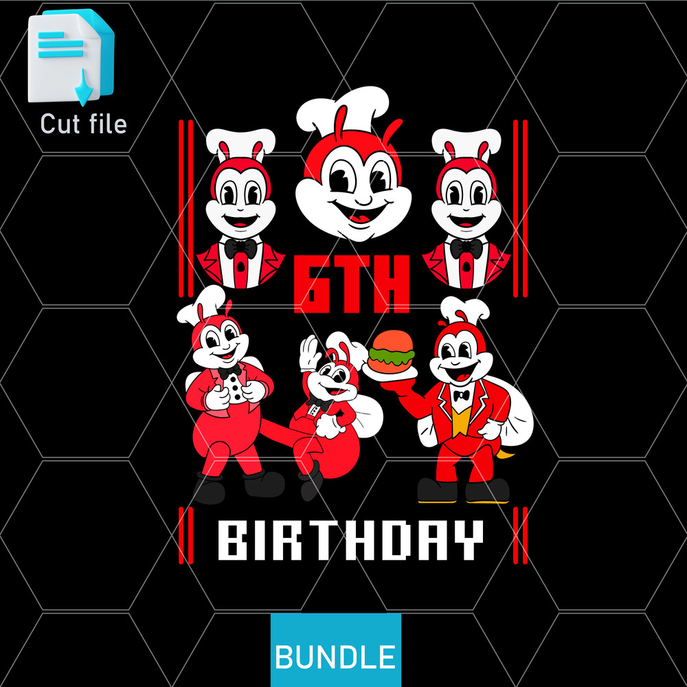 Editable Bundle SVGInkPngCut FileJollibee SVG Jollibee Sticker Jollibee PNG Jollibee TShirt6th Birt 0