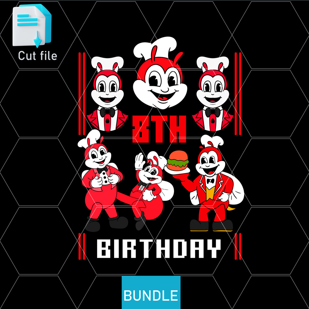 Editable Bundle SVGInkPngCut FileJollibee SVG Jollibee Sticker Jollibee PNG Jollibee TShirt8th Birt 0