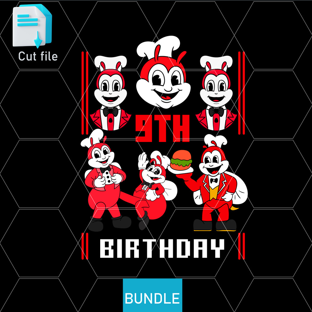Editable Bundle SVGInkPngCut FileJollibee SVG Jollibee Sticker Jollibee PNG Jollibee TShirt9th Birt 0