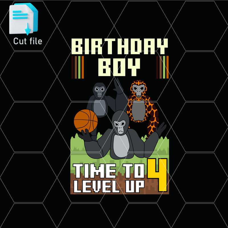 Editable Bundle SVGInkPngCut File TShirt Gorilla Tag SVG Gorilla Tag PNG4th Birthday Ready To Print 0