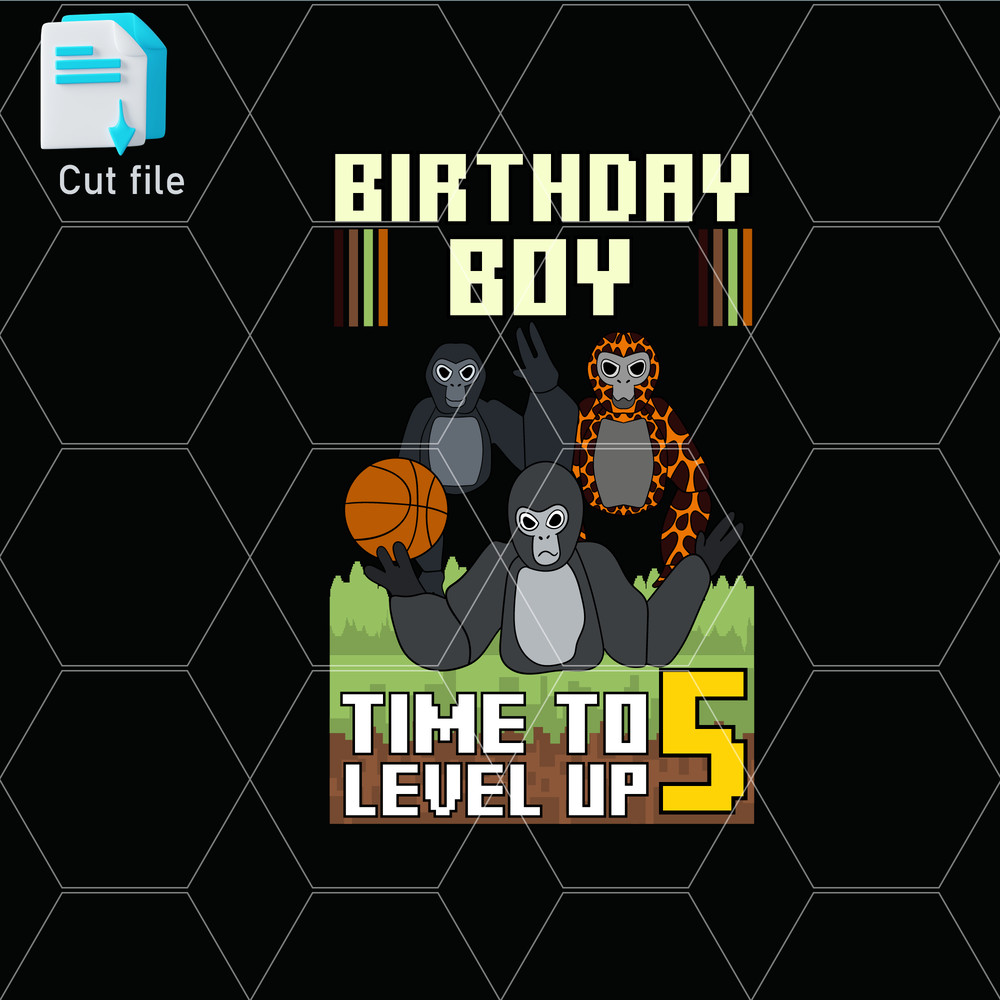 Editable Bundle SVGInkPngCut File TShirt Gorilla Tag SVG Gorilla Tag PNG5th Birthday Ready To Print 0