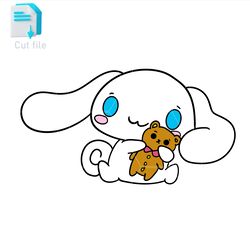editable cinnamoroll svg,ink,png,cut file, cinnamoroll hugging a teddy bear png, vinyl to print, cinnamoroll hugging
