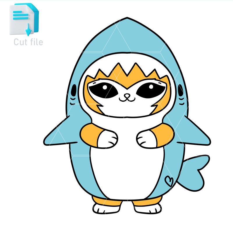 Editable Shark Kitty Cat SVGInkPngCut File Shark Kitty Cat PNG Vinyl To Print Shark Kitty Cat 0