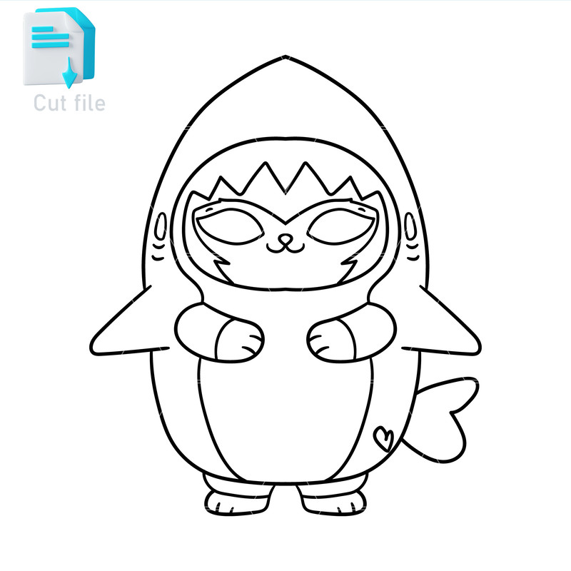 Editable Shark Kitty Cat SVGInkPngCut File Shark Kitty Cat PNG Vinyl To Print Shark Kitty Cat 1