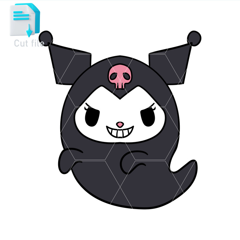 Editable SVGInkPngCut File Kuromi Ghost Vector Illustration Character 0