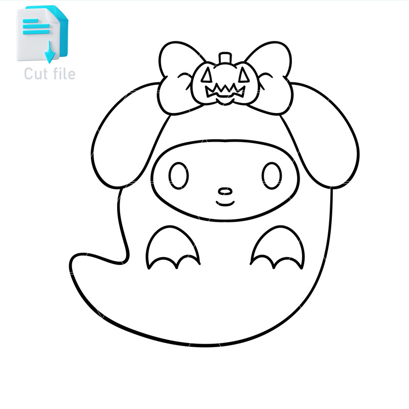 Editable SVGInkPngCut File My Melody Ghost Vector Illustration Character 1